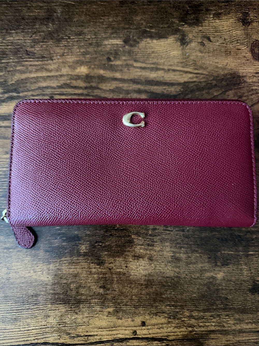Women's Coach Zip Wallet - Red Leather